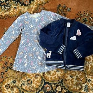 5t woodland dress with matching velvet jacket